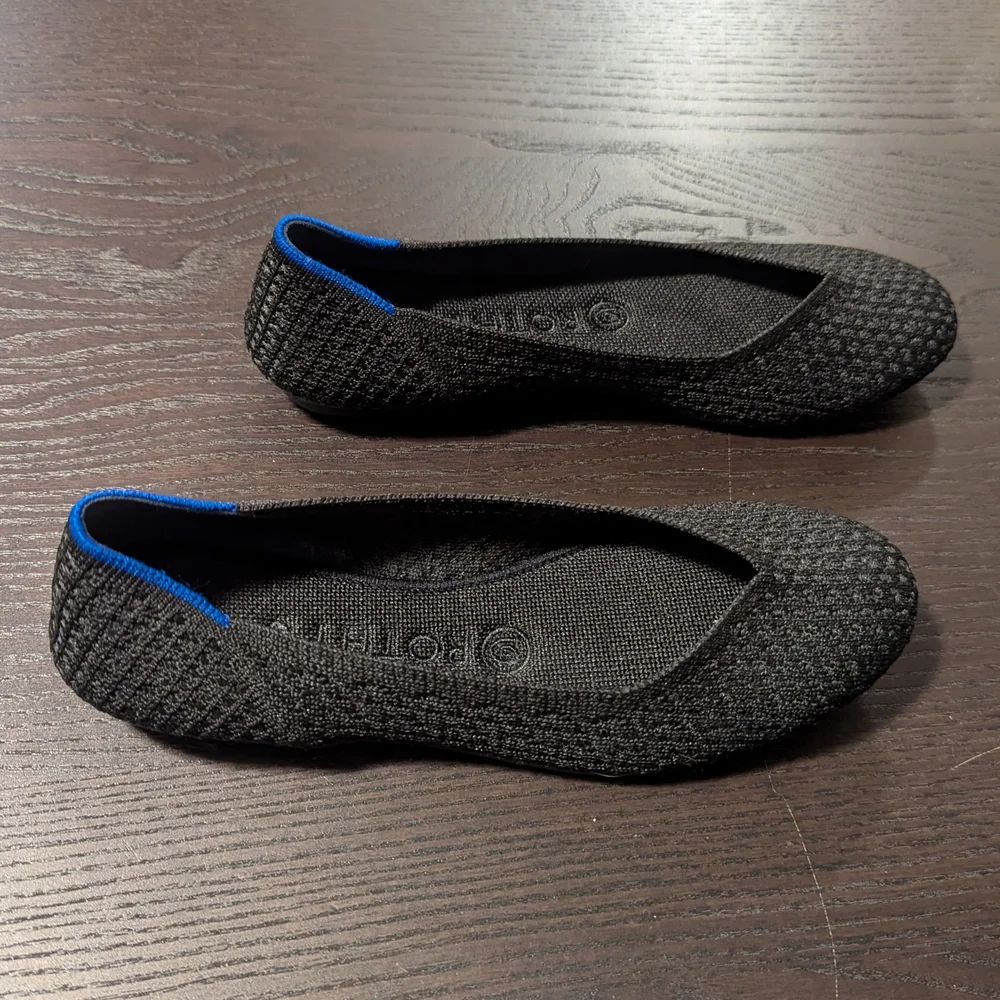Rothy's 7.5 Women's Black Waffle Weave Flats, The Flat - Picture 4 of 13